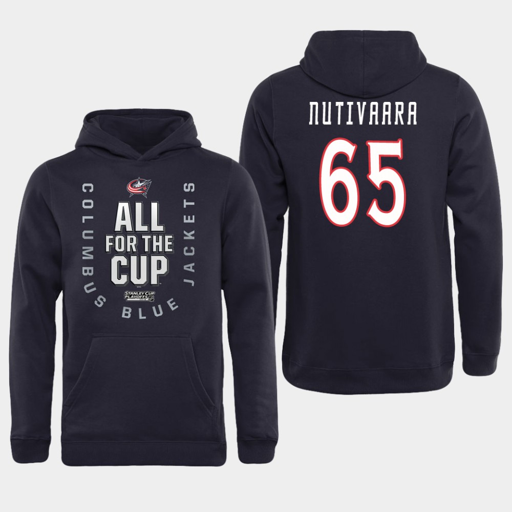 Men NHL Adidas Columbus Blue Jackets #65 Nutivaara black All for the Cup Hoodie->customized nhl jersey->Custom Jersey